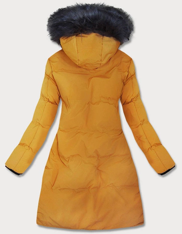 WODOODPORNA PARKA DAMSKA Z ROZCIĘCIAMI PO BOKACH ŻÓŁTA (M-973)