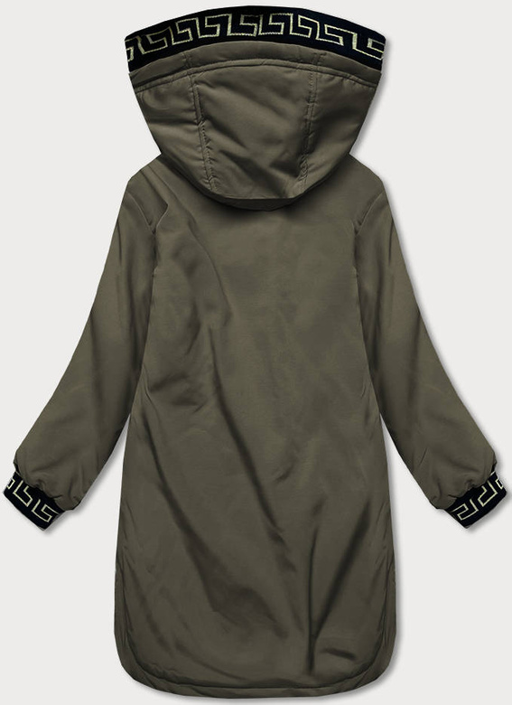 Kurtka damska z ozdobną lamówką khaki (b8150-11)