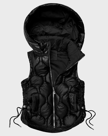 Pikowany bezrękawnik damski ze ściąganymi bokami J style czarny (5M3235-392B)