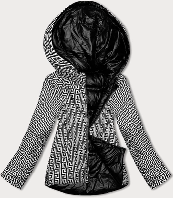 Dwustronna kurtka damska z asymetrycznym dołem czarna (16M9136-392)