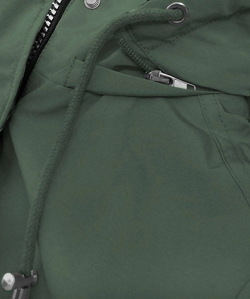DWUSTRONNA PARKA DAMSKA Z KAPTUREM KHAKI W KROPKI (W354-1BIG)