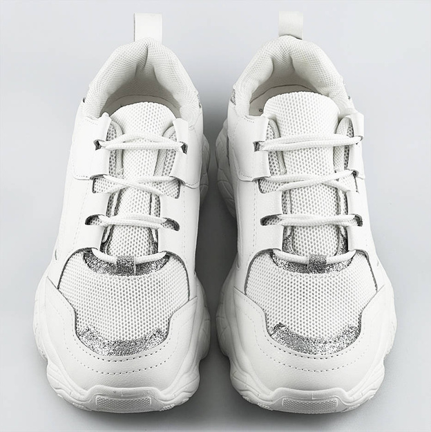 Sznurowane sneakersy damskie białe (172)