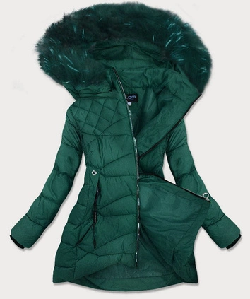 PIKOWANA DAMSKA KURTKA Z KAPTUREM ZIELONA (808)