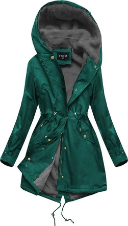 ZIMOWA DAMSKA PARKA Z FUTERKIEM ZIELONO-SZARA (B500)