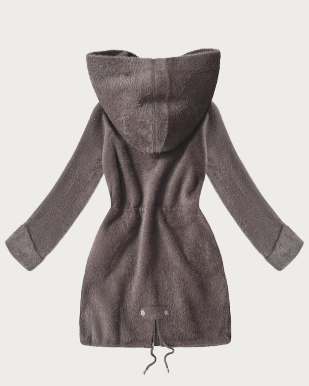 Wełniana kurtka alpaka z kapturem kakao (W214#)