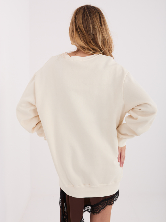 Bawełniana damska bluza basic Goodlookin ecru (A1047)