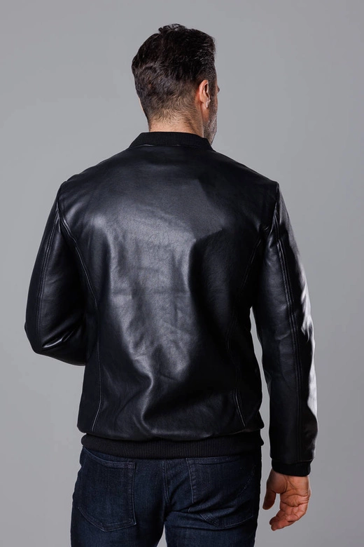 Męska bomberka ekoskóra czarna (11Z8015)