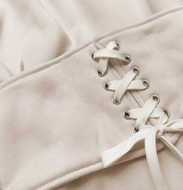 DŁUGA BLUZA DAMSKA Z GORSETEM BEŻOWA (725ART)