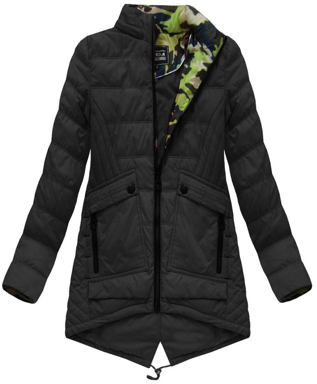 KURTKA Z KAPTUREM CZARNA (W786)