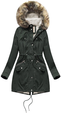Kurtka damska typu parka na misiu z kapturem army (7602BIG)
