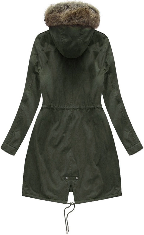 Damska parka zimowa na misiu z kapturem khaki (7992-PLUS)