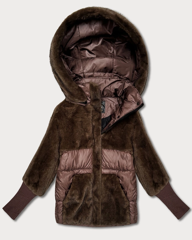 Kurtka zimowa damska z kapturem Goodlookin brązowa (LD-5562)