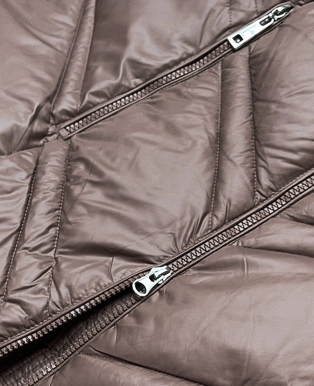 Przejściowa kurtka damska z kapturem cappuccino (H-97)