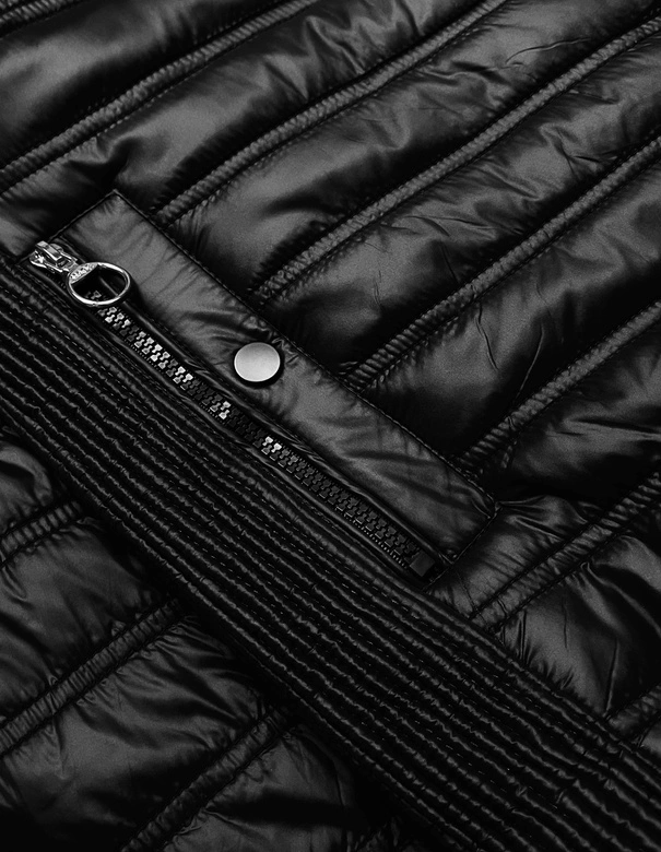 PIKOWANA DAMSKA KURTKA Z KAPTUREM CZARNA (6373)