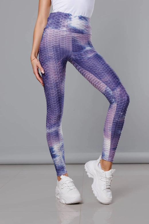 Legginsy z motywem tie dye fioletowe (YW88025)