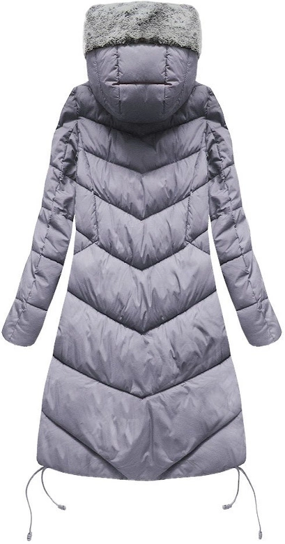 DŁUGA KURTKA ZIMOWA Z KAPTUREM WRZOSOWA (J18-002)