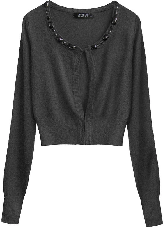 KRÓTKI ZDOBIONY SWETEREK CZARNY (X1518X)