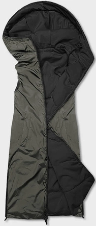 Długa kamizelka damska dwustronna czarna-khaki (B8137-1)