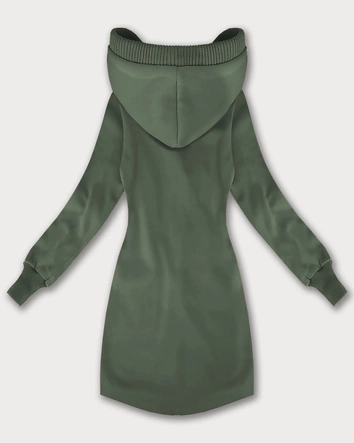 Damska bluza ze swetrowymi wstawkami LHD szarozielona (AMG-172A)