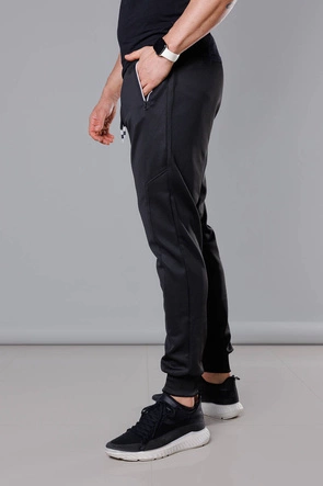 Męskie spodnie dresowe ze ściągaczami czarne (8K167)