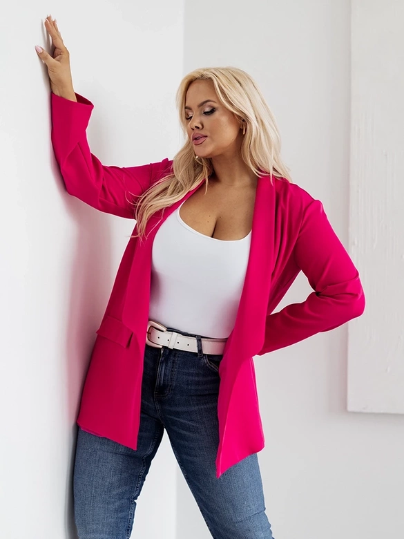 Klasyczna marynarka damska plus size malinowa (8275)