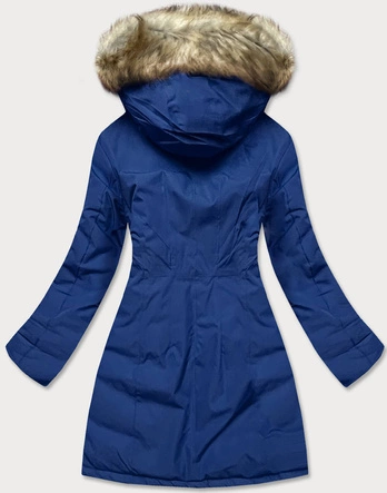 Zimowa kurtka damska z kapturem granatowa (j9-065)