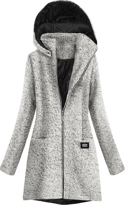 KRÓTKI DAMSKI PŁASZCZ Z KAPTUREM ECRU (516ART)