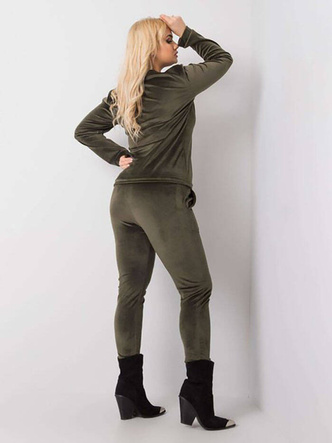 Welurowy dres damski plus size khaki (6085)