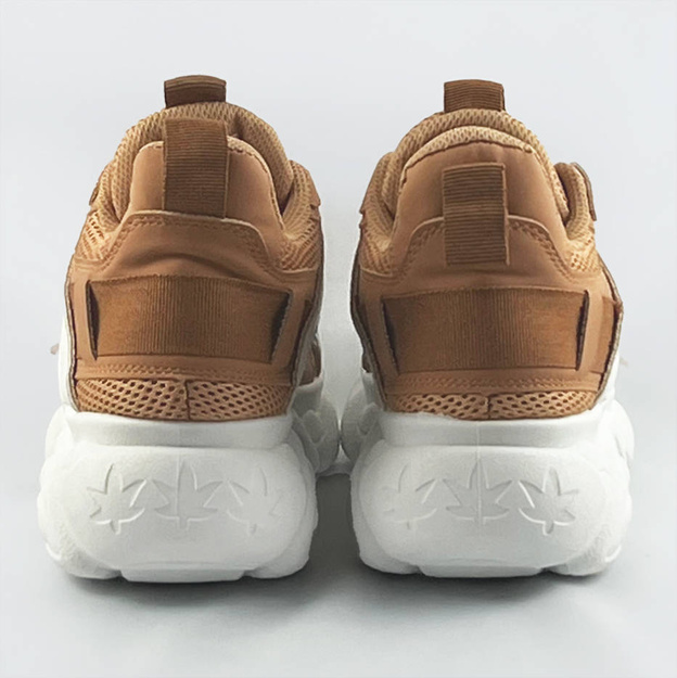 Sneakersy damskie na platformie karmelowe (ym-151)