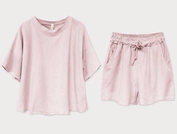 DRES DAMSKI BLUZA I SPODENKI PUDROWY RÓŻ (598ART)