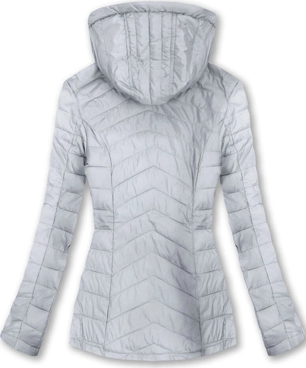 PIKOWANA KURTKA Z KAPTUREM SZARA (W622)