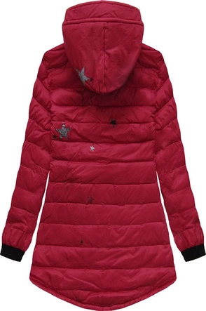 KURTKA Z KAPTUREM I KIESZENIAMI CZERWONA (6002B)