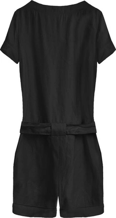 KRÓTKI KOMBINEZON Z LNU I BAWEŁNY CZARNY (327ART)