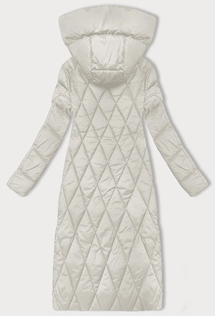 Długa zimowa kurtka damska z kapturem Libland ecru (7832)