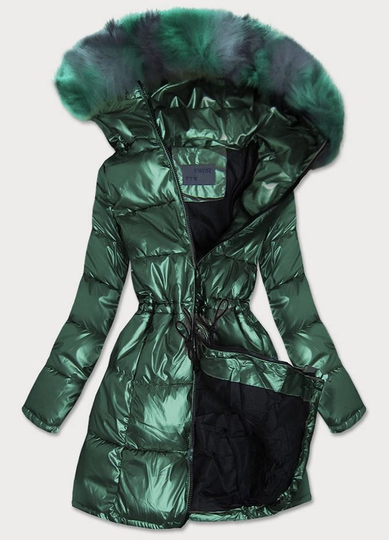 METALICZNA KURTKA ZIMOWA DAMSKA ZIELONA (B9528)