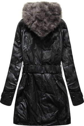 KURTKA Z EKOSKÓRY CZARNA (YZ1003)