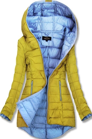 PIKOWANA KURTKA Z KAPTUREM MUSZTARDOWA (7152)