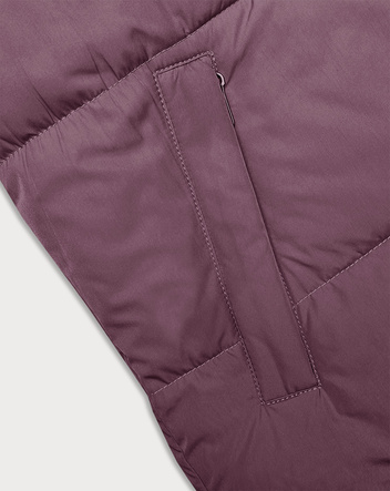 Krótka kamizelka damska z kapturem j.style fiolet-czarny (16M9112-53)