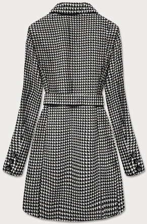 KLASYCZNY PŁASZCZ Z PASKIEM CZARNO-BIAŁY (2720)