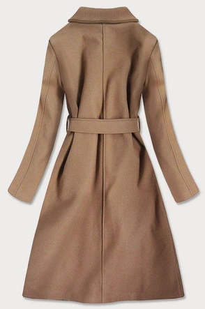 WIĄZANY PŁASZCZ Z KOŁNIERZEM BRĄZOWY (626ART)