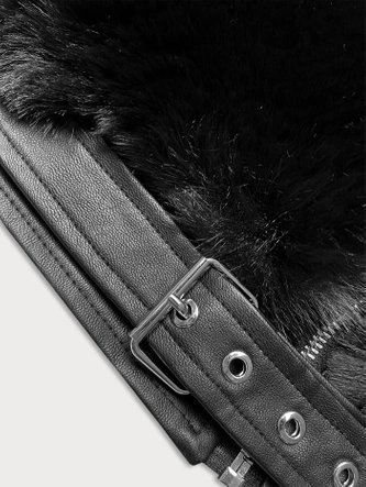 Krótka kurtka futrzana damska J Style czarna (11Z8080)