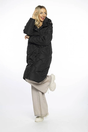 Luźna kurtka damska z ozdobnym pikowaniem Ann Gissy czarna (AG1-J9161)