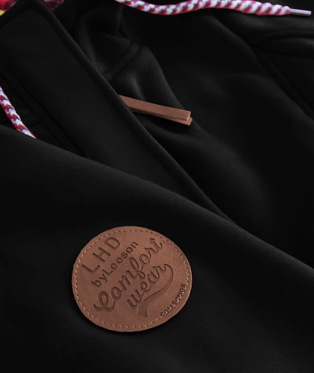 DŁUGA BLUZA DAMSKA Z KAPTUREM CZARNA (AMG-675)