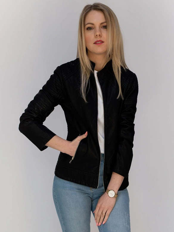 Klasyczna ramoneska z ekoskóry czarna (td113)