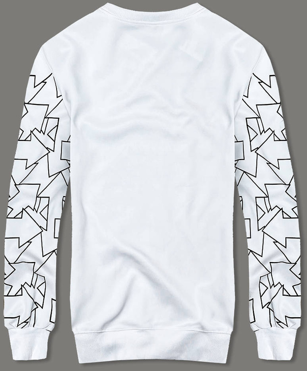 Męska bluza geometryczny wzór biała (8B1111-1)