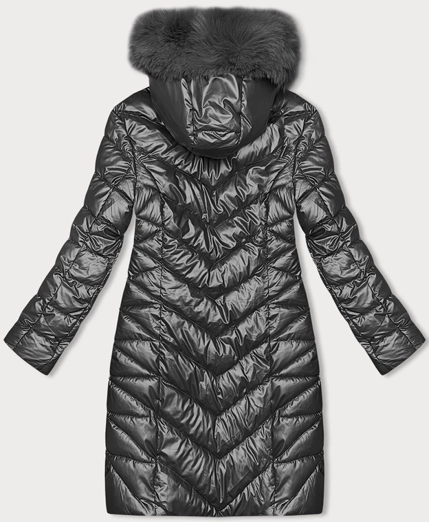 Pikowana zimowa kurtka damska J Style grafitowa (16M9100-105)