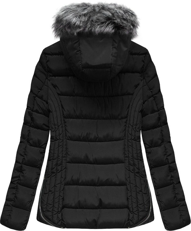 PIKOWANA KURTKA Z KAPTUREM CZARNA (B2631)