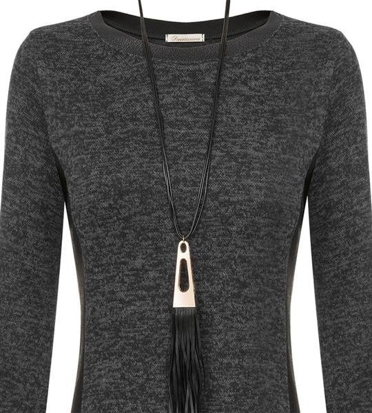 ROZKLOSZOWANA SUKIENKA Z WSTAWKAMI CZARNA (1627)