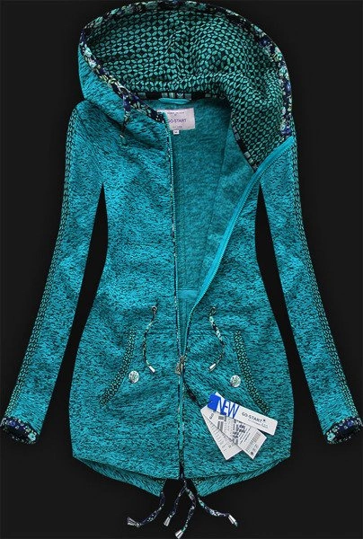 CIEPŁA BLUZA Z KAPTUREM MORSKA (LX146M)