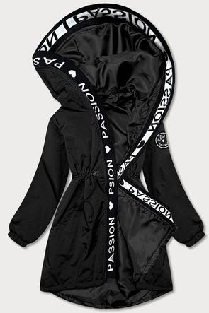 Asymetryczna damska parka czarna (b8001-1)